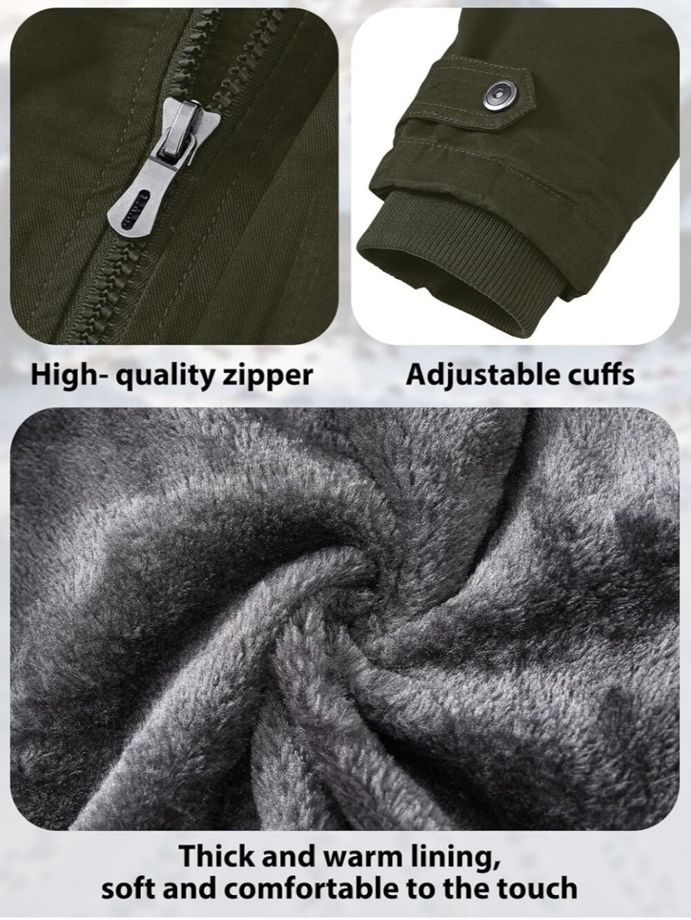 Winter Jackets for Men Cotton Work Fleece Lined Army Jacket Winter Military XXL - Picture 3 of 6